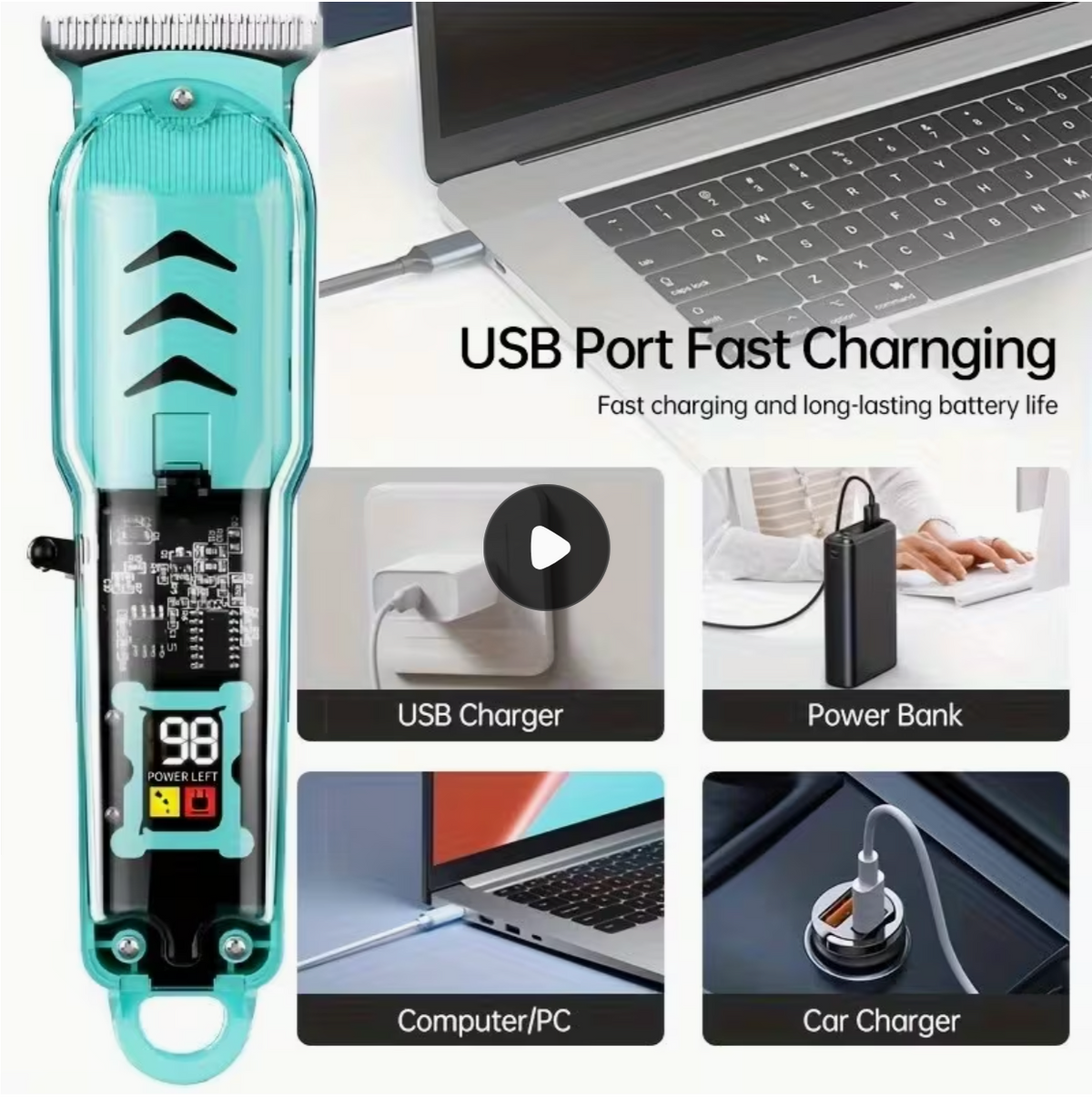 Men'S Hair Clipper, Professional Seamless T-Blade Electric Shaver Trimming Set